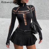 Top gothique manche longue femme style assassin