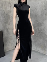 Robe gothique longue sexy noir