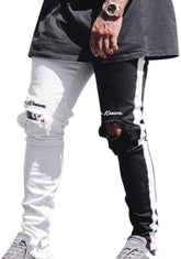 Pantalon gothique homme bicolore déchiré