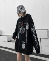 Sweat gothique homme Flamme enfer & écriture gothique