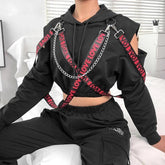 Sweat gothique femme bretelles & chaines imprimé "LOVE"