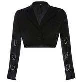 Veste gothique femme chaine noir coupe crop top