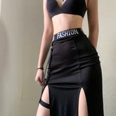 Jupe gothique femme ouverture jambe mi longue