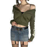 Sweat gothique femme kaki motif floral