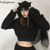 Sweat gothique femme capuche nekomimi noir