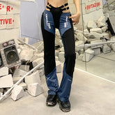 Pantalon gothique femme urban goth noir-bleu marine