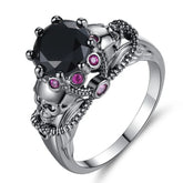 Bague gothique crystal noir et violet