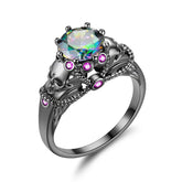 Bague gothique tête de mort crystal triangulaire