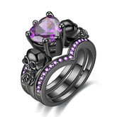 Bague gothique tête de mort crystal violet