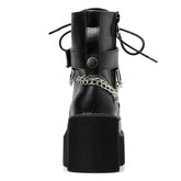 bottine gothique cuir vegan noir avec chaine