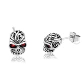 Boucles d'oreilles gothique tête de mort rouge