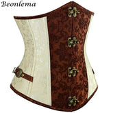 Corset gothique blanc et marron steampunk