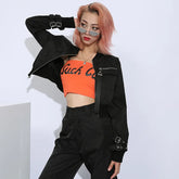 Veste gothique femme courte lanière coupe bombers