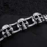 Bracelet gothique crâne biker en acier inoxydable