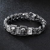 Bracelet gothique gourmette biker en acier inoxydable