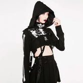 Crop top gothique capuche squelette visage