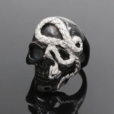 Bague gothique tête de mort noir & serpent