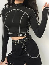 Crop Top noir Manches Longues