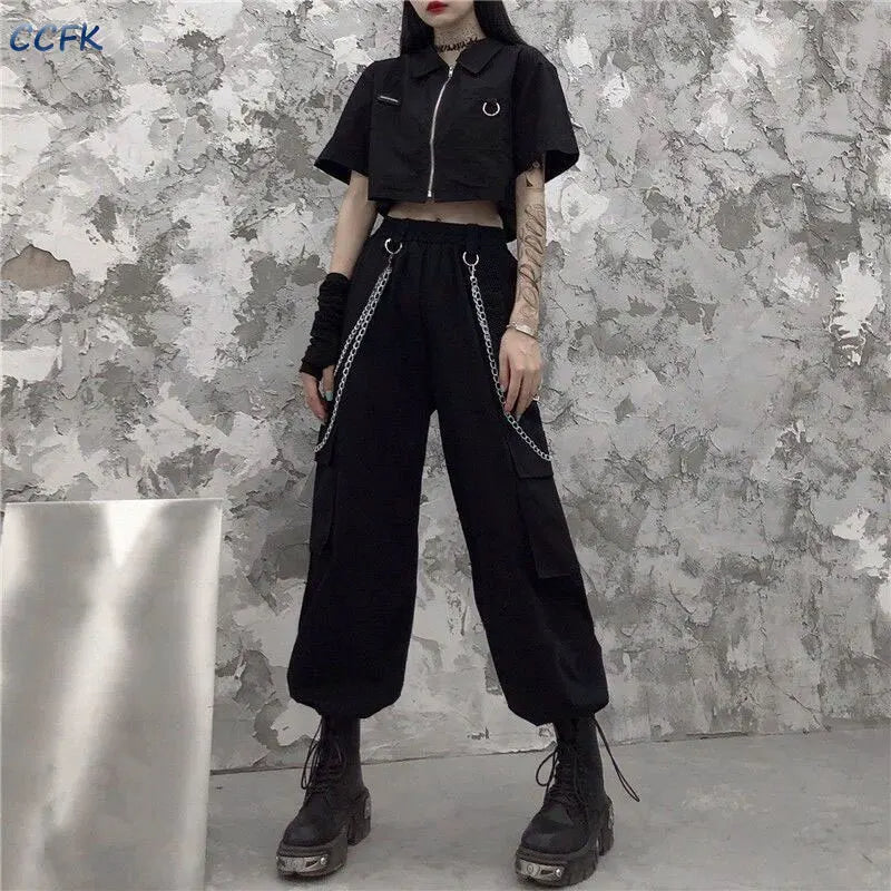 Sweat gothique femme style urban goth coupe crop top