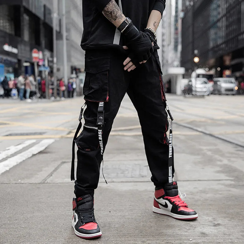 Pantalon gothique homme urban large noir & rouge