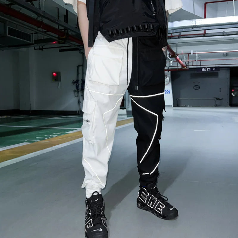 Pantalon gothique homme urbain bicolore coupe loose