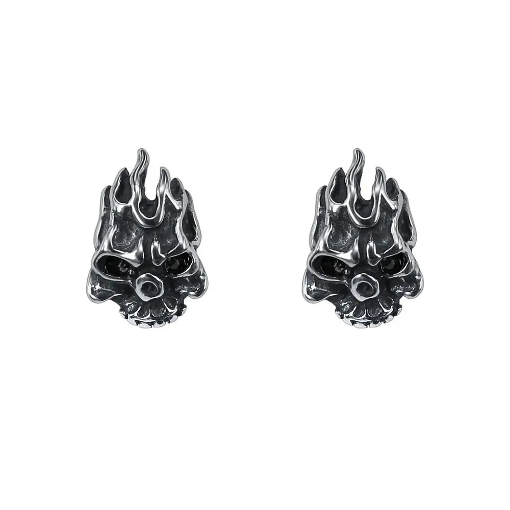 Boucles d'oreilles gothiques crane enflammé