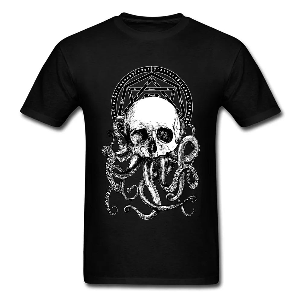 T-shirt gothique crane de pirate homme pieuvre Cthullhu