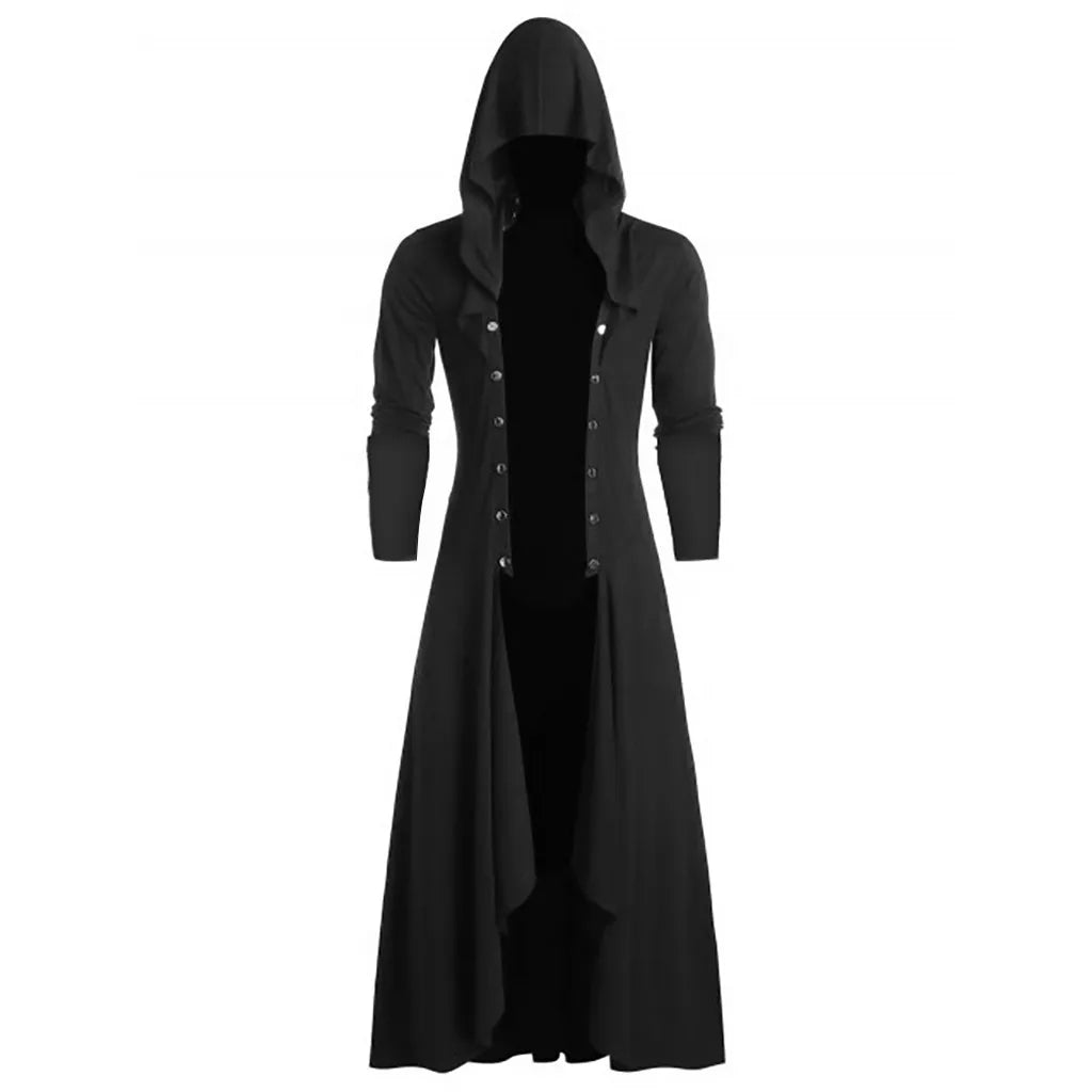Manteau gothique homme long style trench coat à capuche