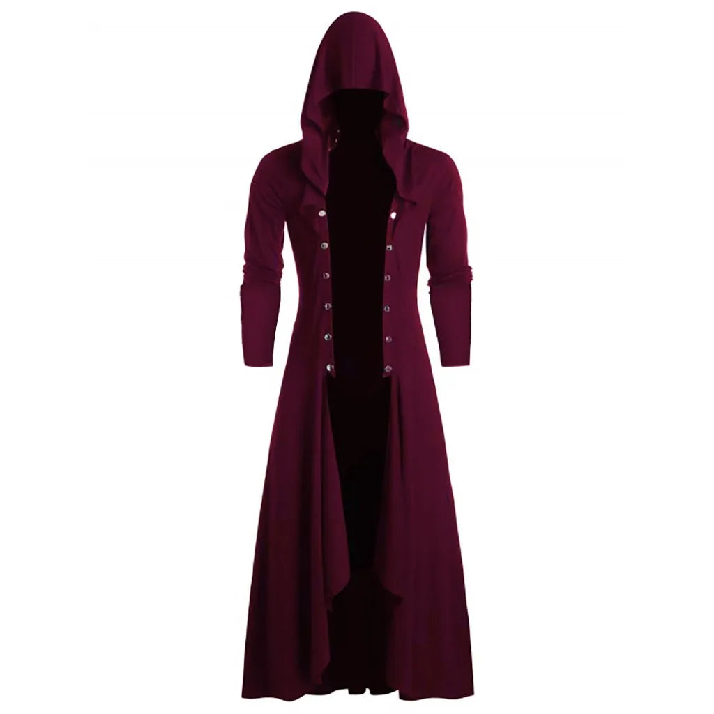 Manteau gothique homme long style trench coat à capuche