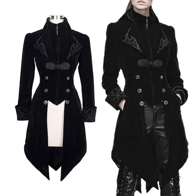 Manteau gothique femme long doublure motif eclair
