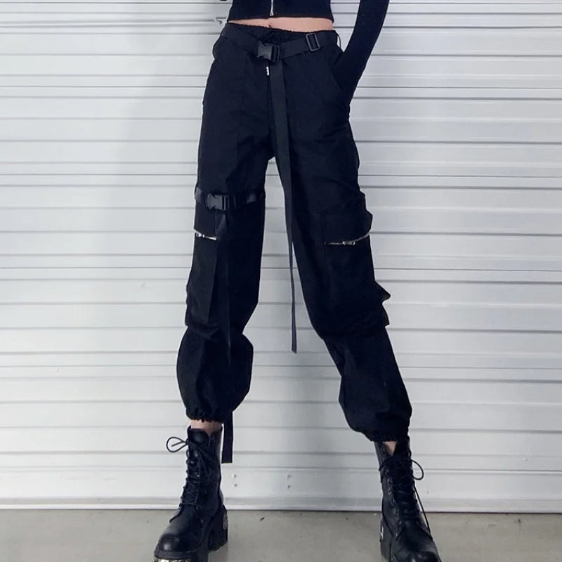 pantalon gothique femme coupe cargo noir cyberpunk