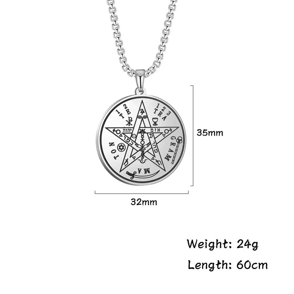 Collier gothique pentagramme argenté blanc